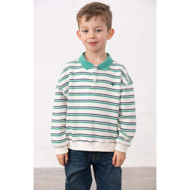 Lighthouse Myles Jersey - Sea Green & Navy Stripe