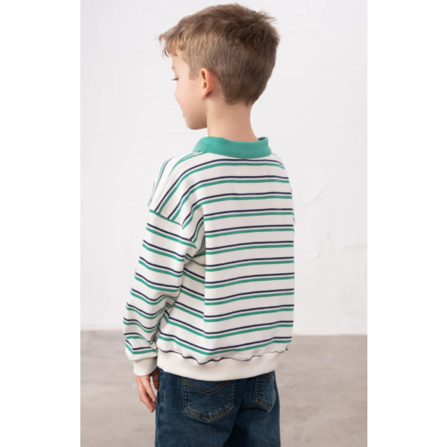 Lighthouse Myles Jersey - Sea Green & Navy Stripe
