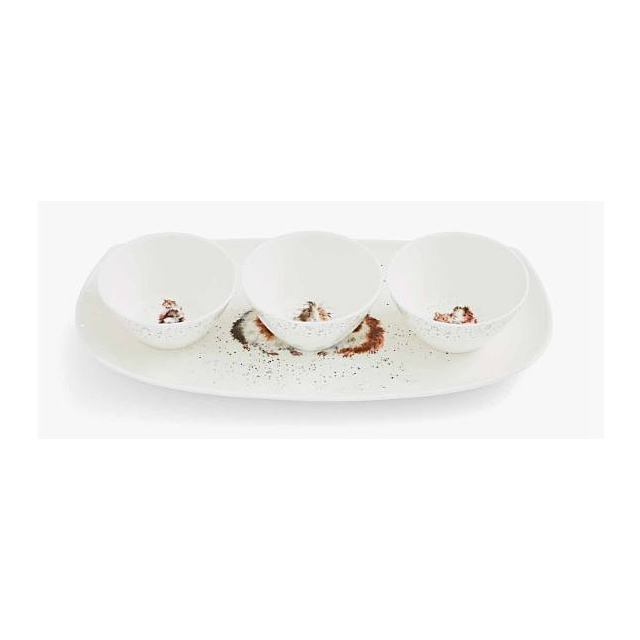 Wrendale Bowl + Tray Set Guinea Pigs