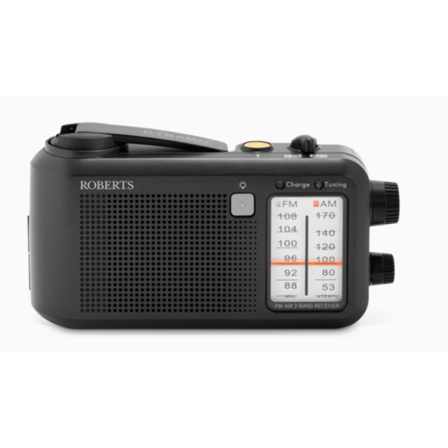 Roberts R9957S FM / AM Multi-Powered Portable Radio with Built-In Rechargeable Battery - Black