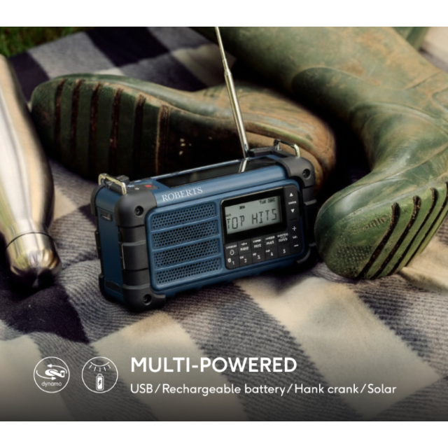 Roberts SOLARDAB99 DAB / DAB+ / FM Multi Powered Portable Radio with Bluetooth - Blue