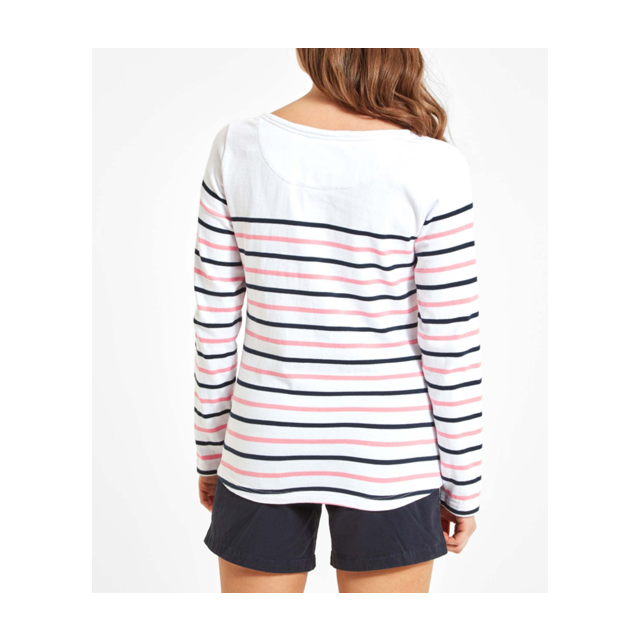 Schoffel Beauport Top - White/ Navy/ Flamingo Stripe