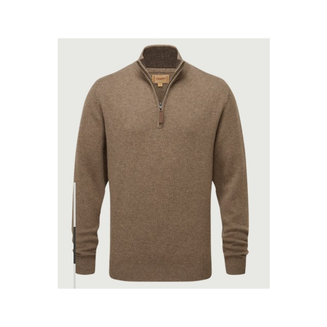 Lewis Lambswool 1/4 Zip Jumper Mushroom 