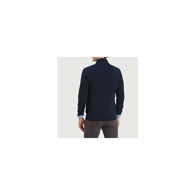 Calton Cotton Cashmere Cable 1/4 Zip Jumper Navy 