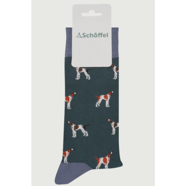 Schoffel Men's Single Cotton Sock - Green Pointer 