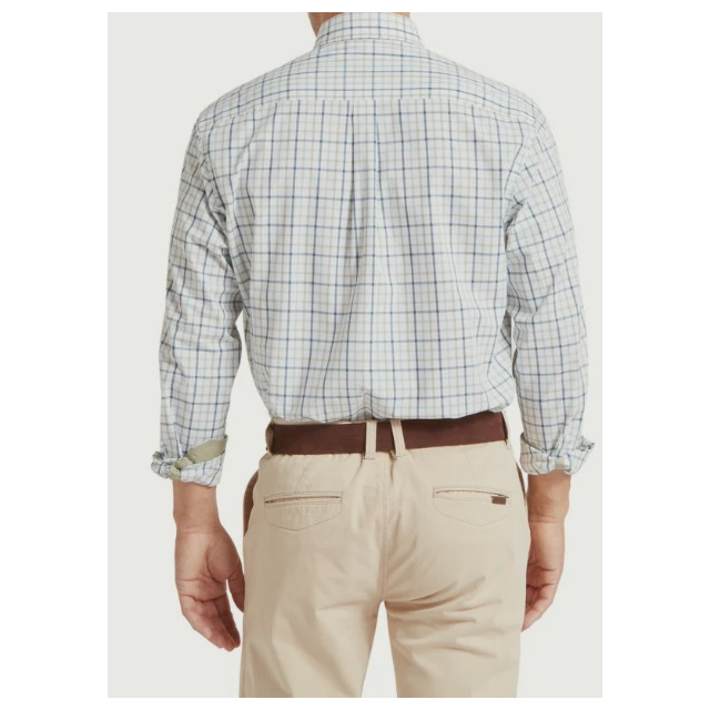 Holkham Classic Shirt Deep Ocean Blue/Agave Green 
