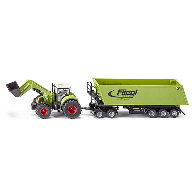 Siku - Claas Tractor with Frontloader, Dolly and Tippping Trailer
