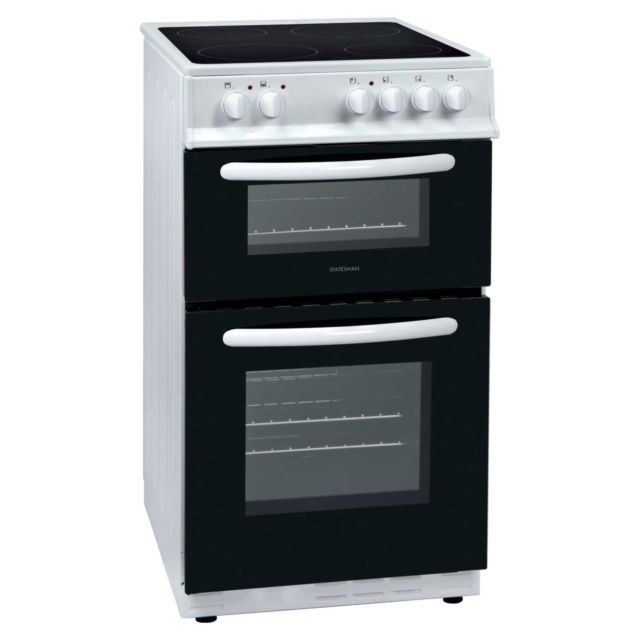 Statesman EDC50W 50cm Atlas Electric Double Oven with Ceramic Hob - White