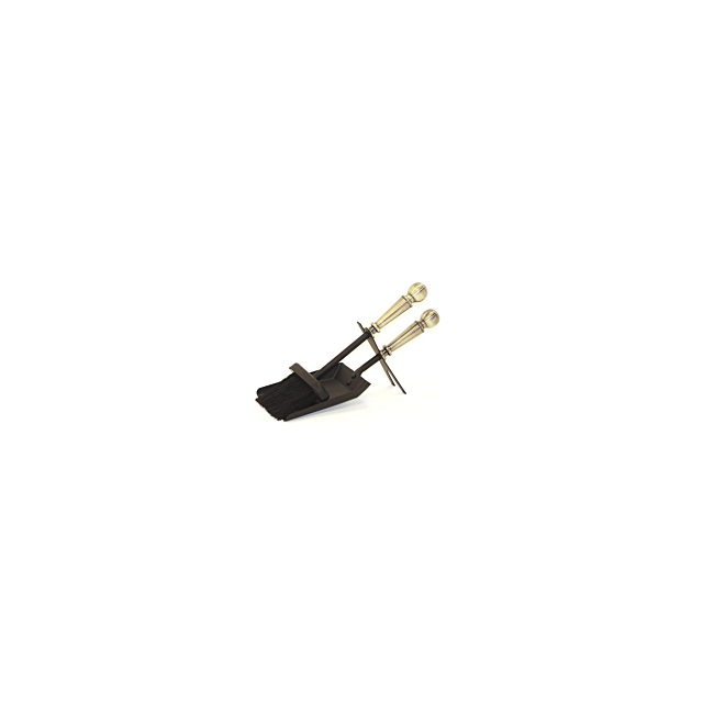 The Brass World BS-006 12inch Brush + Shovel Set  -  Black + Antique