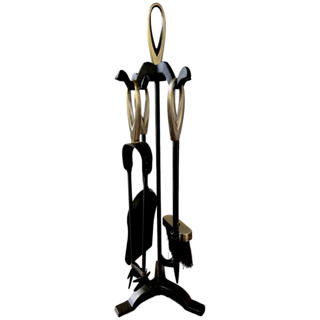 The Brass World D-037 Fire Companion Set (5 Piece) inch Loop Topsinch - Black + Antique 