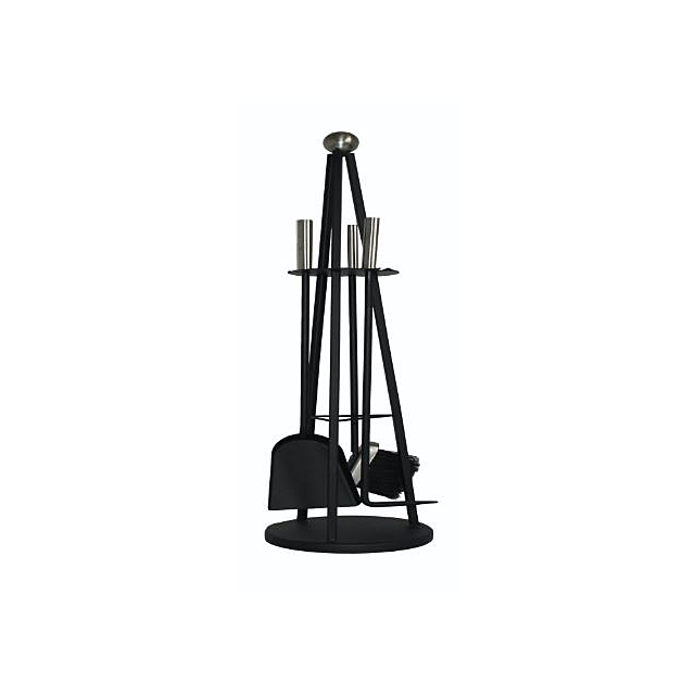 The Brass World D-063 4 Piece Cone Stand - Barrell Handle - 31.5inch Black + Brush Steel