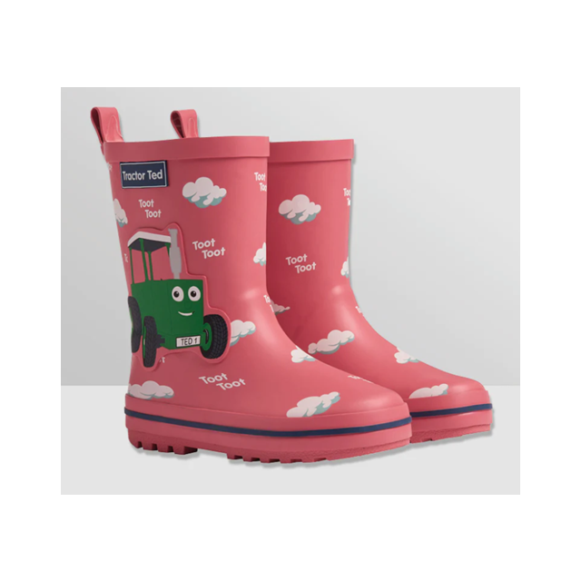 Tractor Ted Toot Toot Welly - Dusky Red 