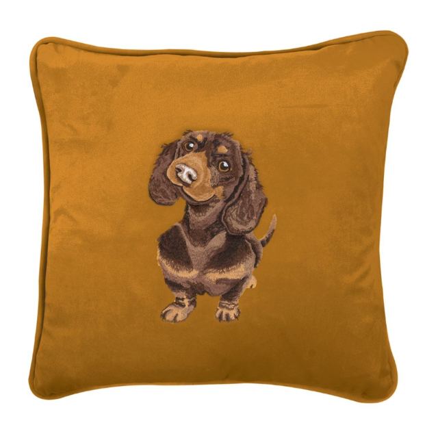 Wrendale Cushion Daschund Embroidered