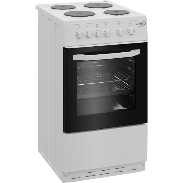 Zenith ZE503W 50cm Electric Single Oven with solid plate - hob White